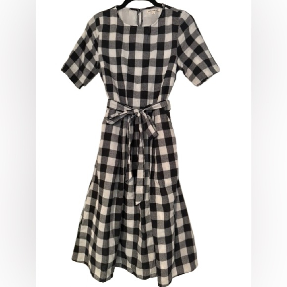 JessaKae Gingham Midi Dress | Black and White | Small